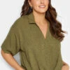 M&Co Olive Green V-Neck Wrap Blouse