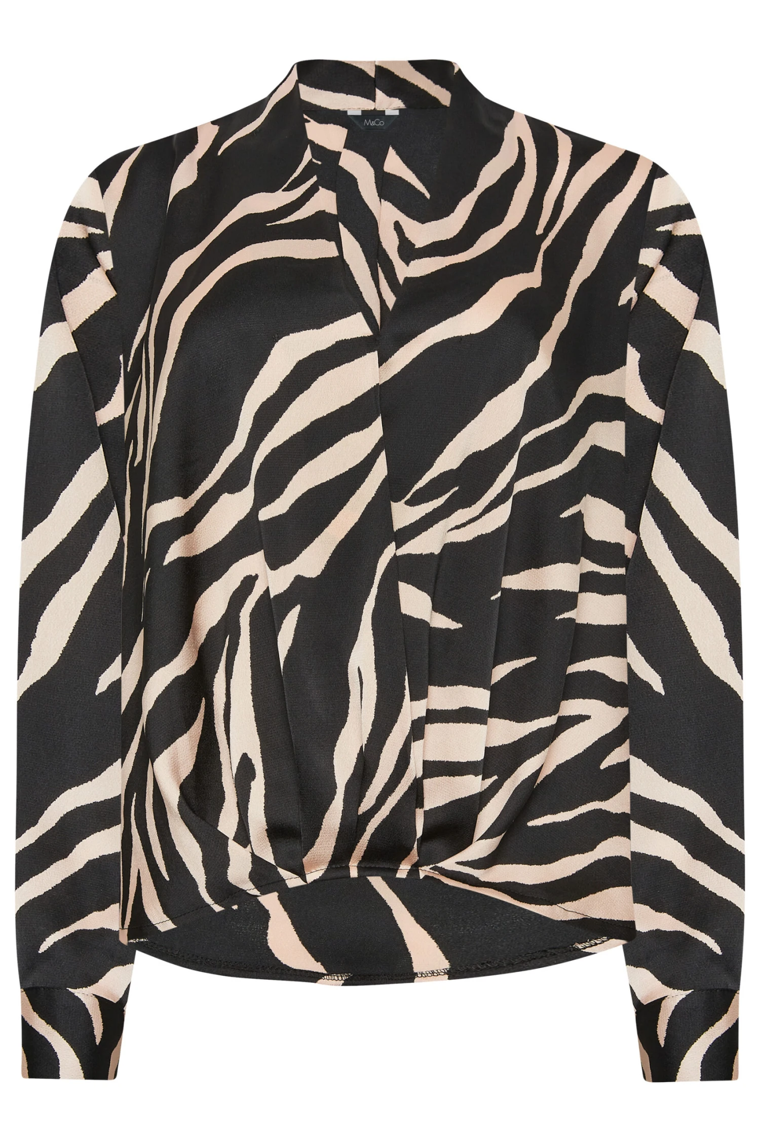 M&Co Black Zebra Print Wrap Front Blouse 6 M&Co Black Zebra Print Wrap Front Blouse - Image 6