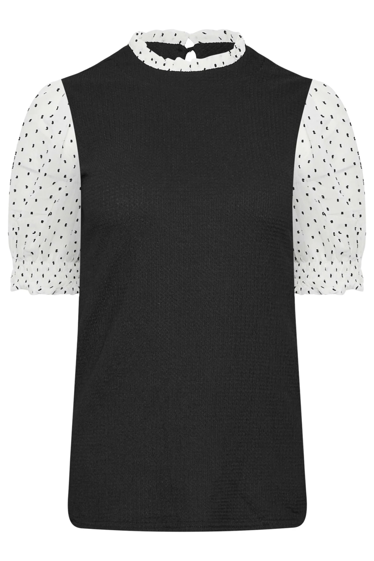 M&Co Black Polka Dot Sleeve Blouse 6 M&Co Black Polka Dot Sleeve Blouse - Image 6
