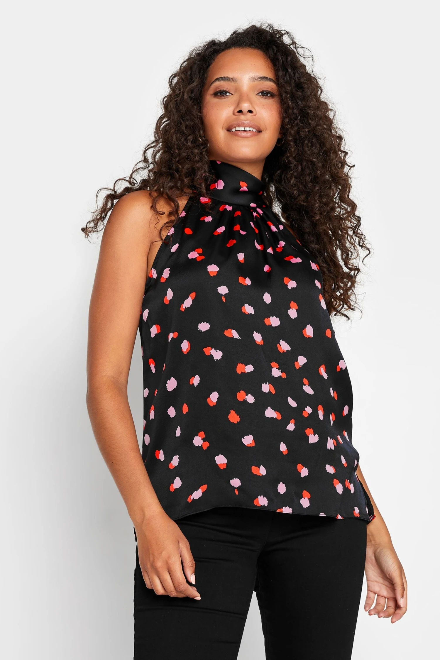 M&Co Black Spot Print Halterneck Blouse 1 M&Co Black Spot Print Halterneck Blouse