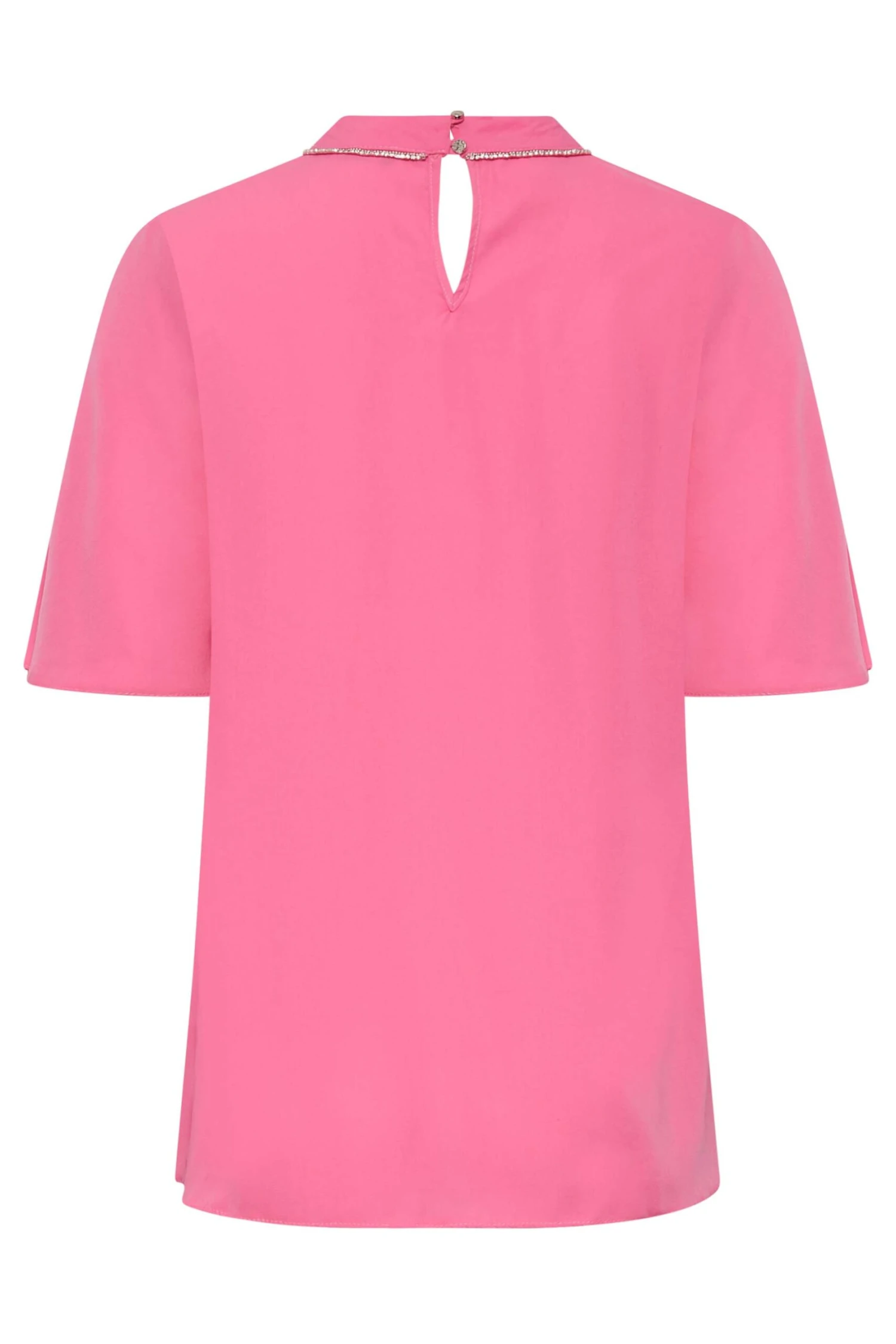 M&Co Hot Pink Embellished Neck Keyhole Blouse 7 M&Co Hot Pink Embellished Neck Keyhole Blouse - Image 7