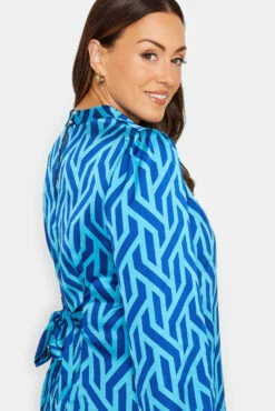 M&Co Blue Geometric Print Satin Tunic Blouse -M&Co Sales Store 749ed9dc 25e7 4b 550025 E scaled