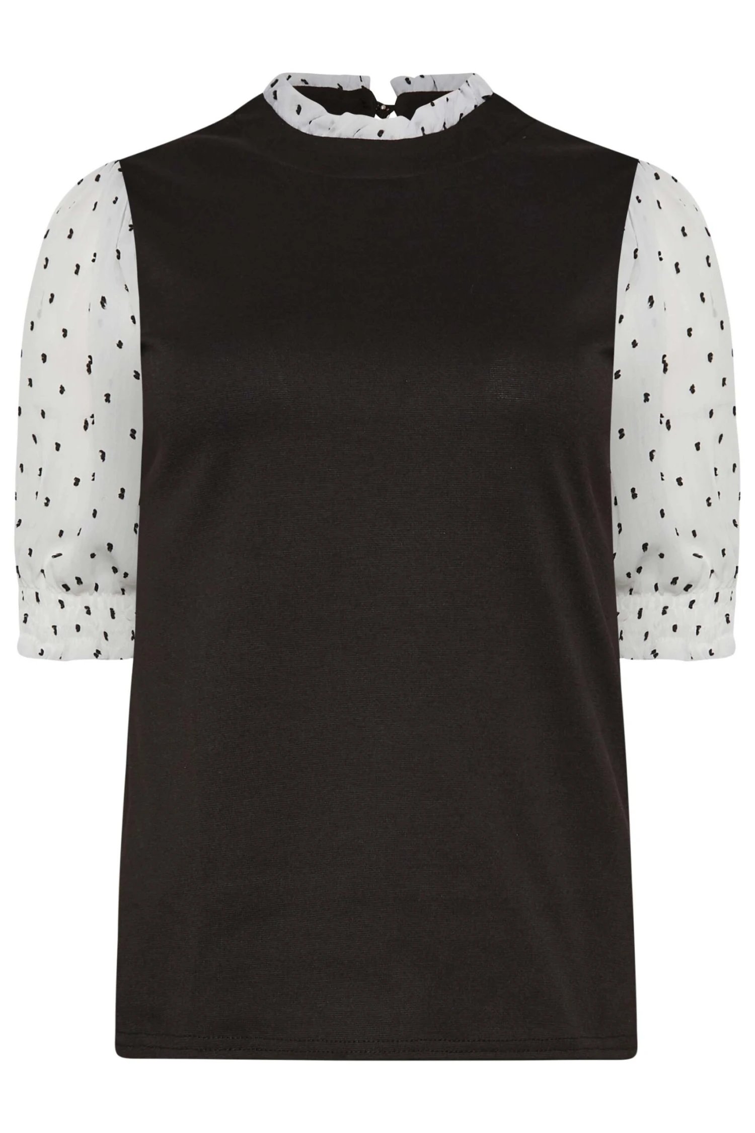 M&Co Black Dobby Sleeve Contrast Blouse 6 M&Co Black Dobby Sleeve Contrast Blouse - Image 6