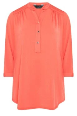 M&Co Coral Orange Half Placket Shirt -M&Co Sales Store 75283cf3 7525 4e 550155 X scaled
