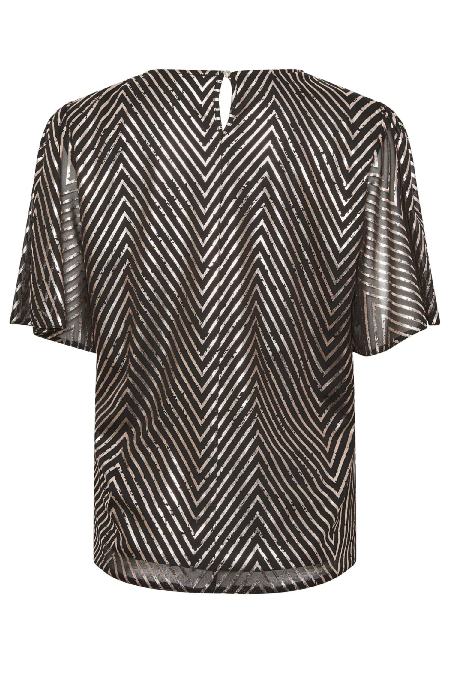 M&Co Black & Rose Gold Chevron Angel Sleeve Blouse 6 M&Co Black & Rose Gold Chevron Angel Sleeve Blouse - Image 6