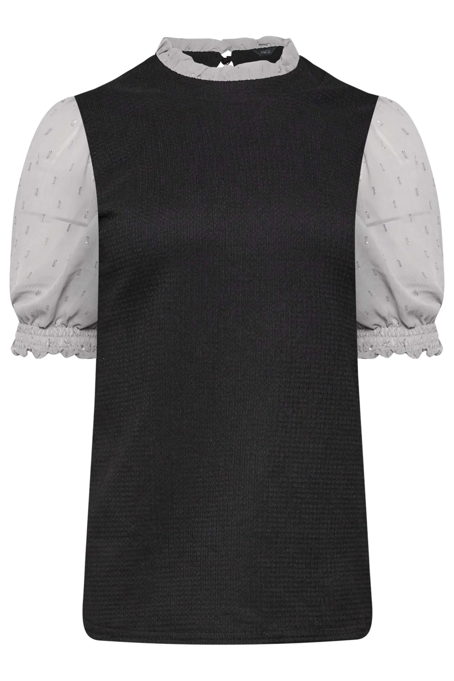 M&Co Black & Grey Contrast Sleeve Blouse 6 M&Co Black & Grey Contrast Sleeve Blouse - Image 6