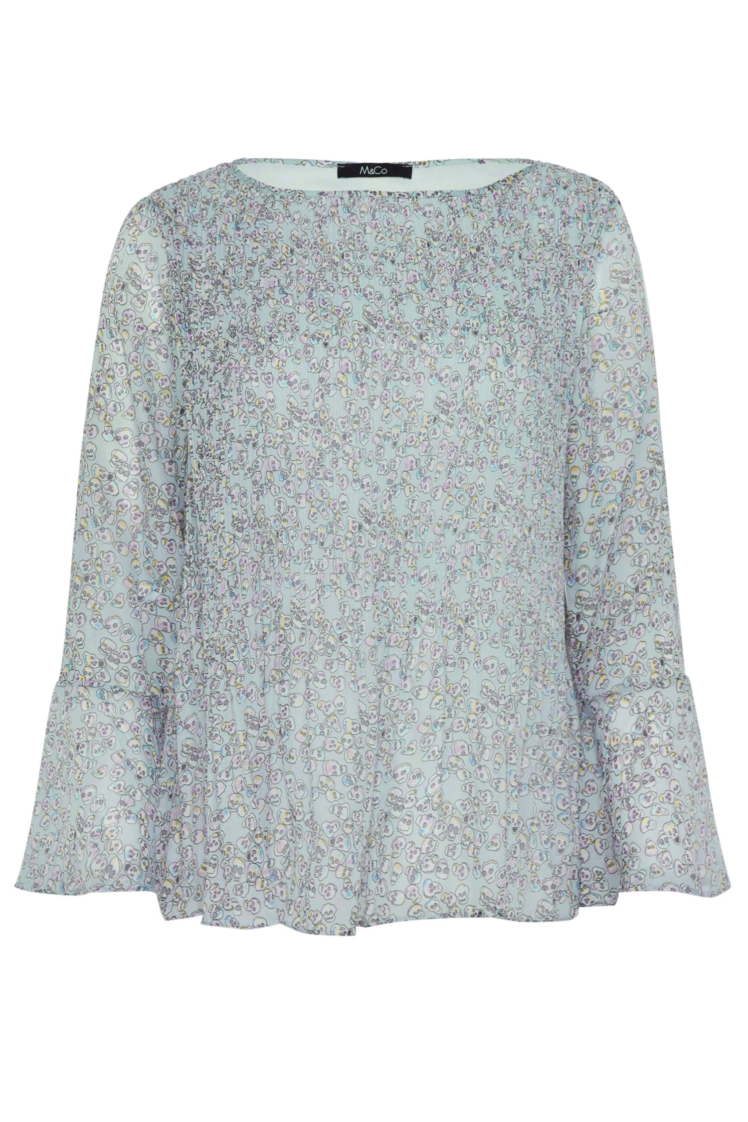 M&Co Ivory White Skull Print Pleated Blouse 5 M&Co Ivory White Skull Print Pleated Blouse - Image 5