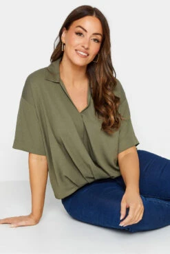 M&Co Khaki Green V-Neck Wrap Blouse 10 M&Co Khaki Green V-Neck Wrap Blouse -M&Co Sales Store 75dc6133 6612 41 550116 D scaled