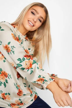 M&Co Ivory White Floral Print Frill Neck Blouse -M&Co Sales Store 76008f18 8d08 48 550567 D scaled