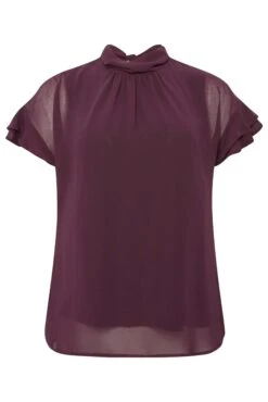 M&Co Dark Purple High Neck Frill Sleeve Blouse 12 M&Co Dark Purple High Neck Frill Sleeve Blouse -M&Co Sales Store 7665913e 0939 43 550551 X scaled