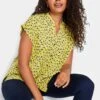 M&Co Yellow Spot Print V-Neck Blouse