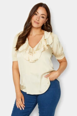 M&Co Cream Frill Satin Blouse