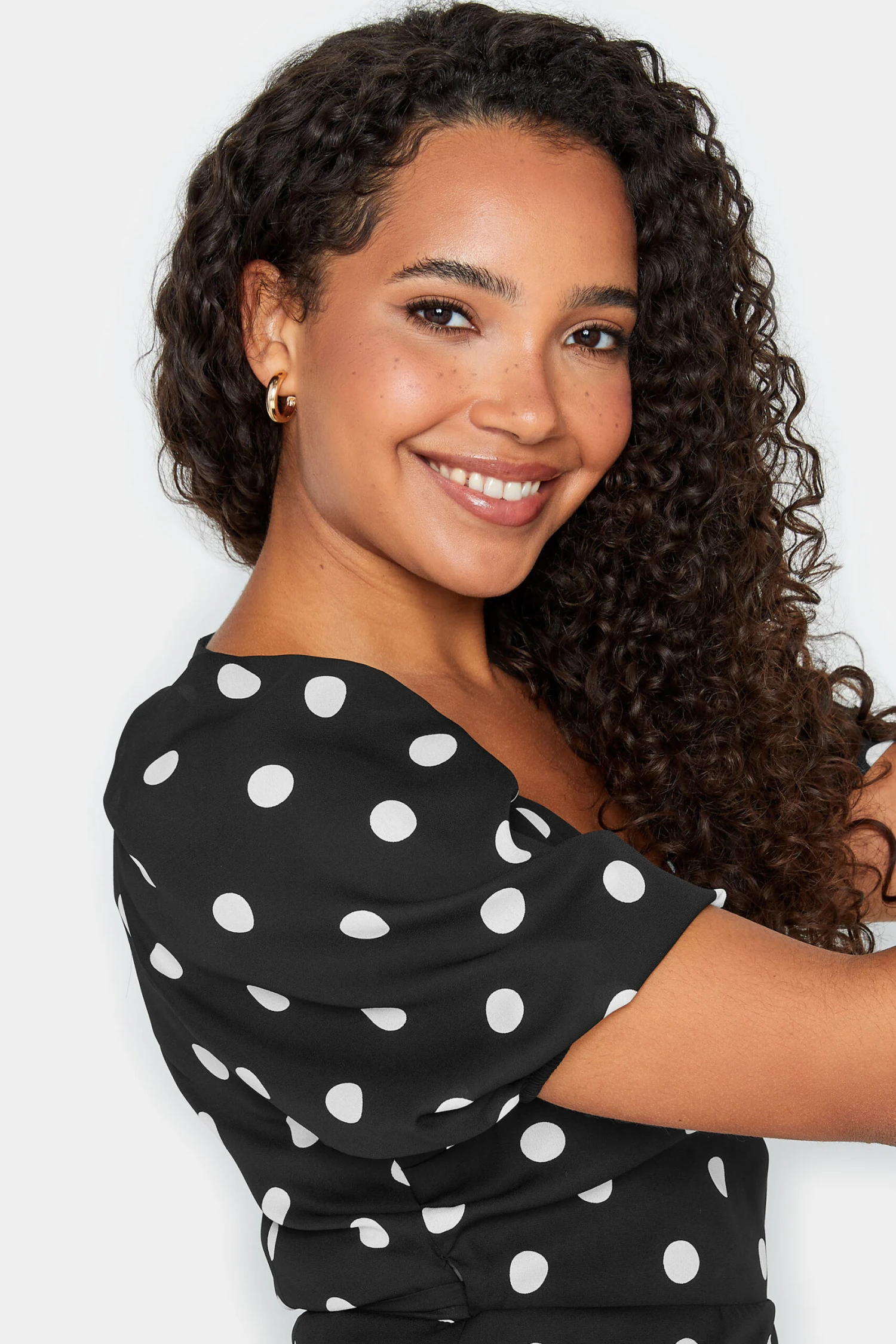 M&Co Black Polka Dot Wrap Dress 4 M&Co Black Polka Dot Wrap Dress - Image 4