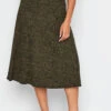 M&Co Khaki Green Animal Print Jersey Midi Skirt