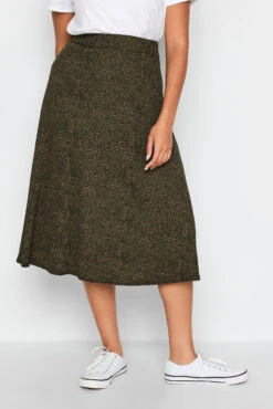 M&Co Khaki Green Animal Print Jersey Midi Skirt