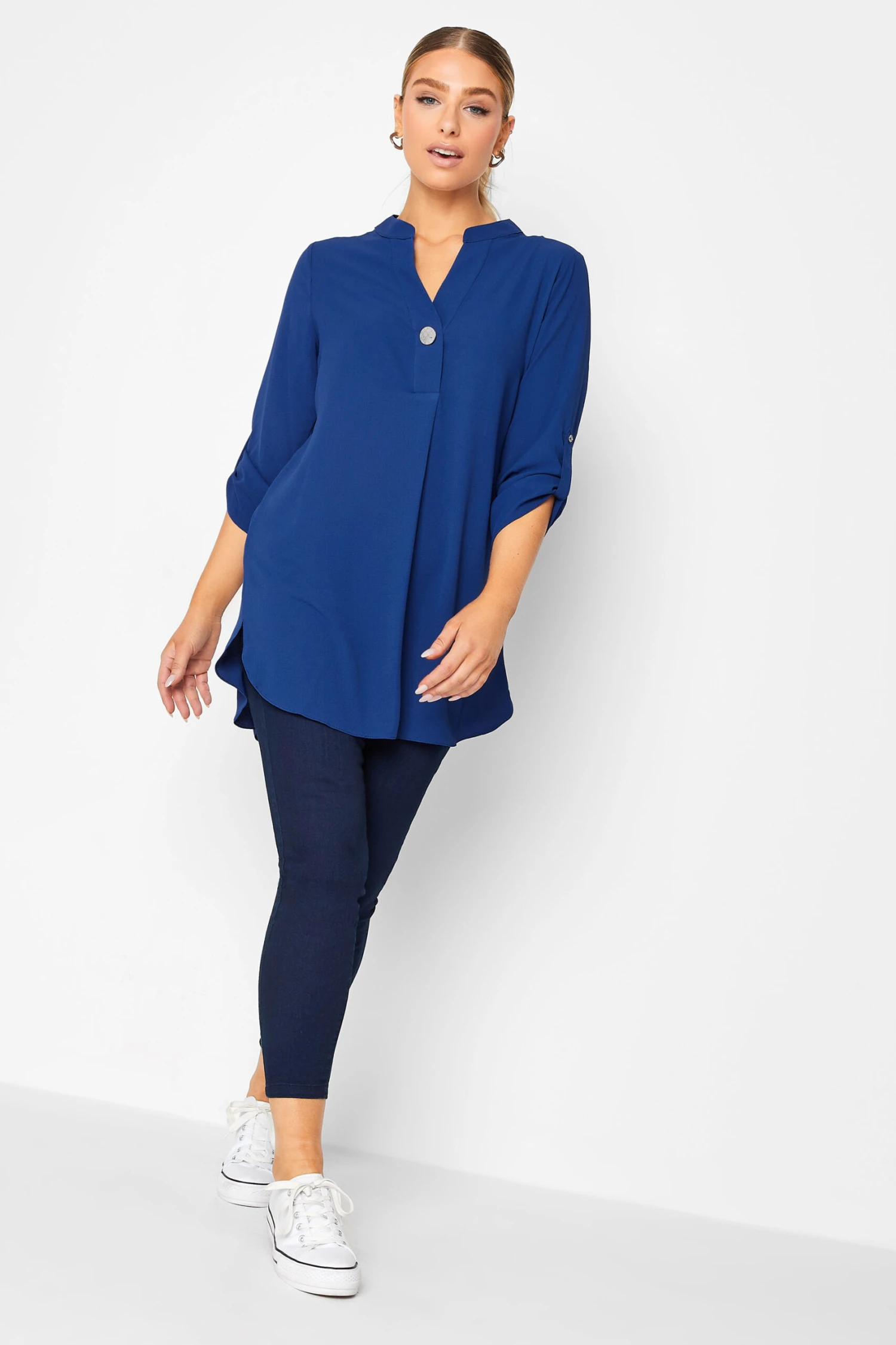 M&Co Cobalt Blue Long Sleeve Button Blouse 2 M&Co Cobalt Blue Long Sleeve Button Blouse - Image 2