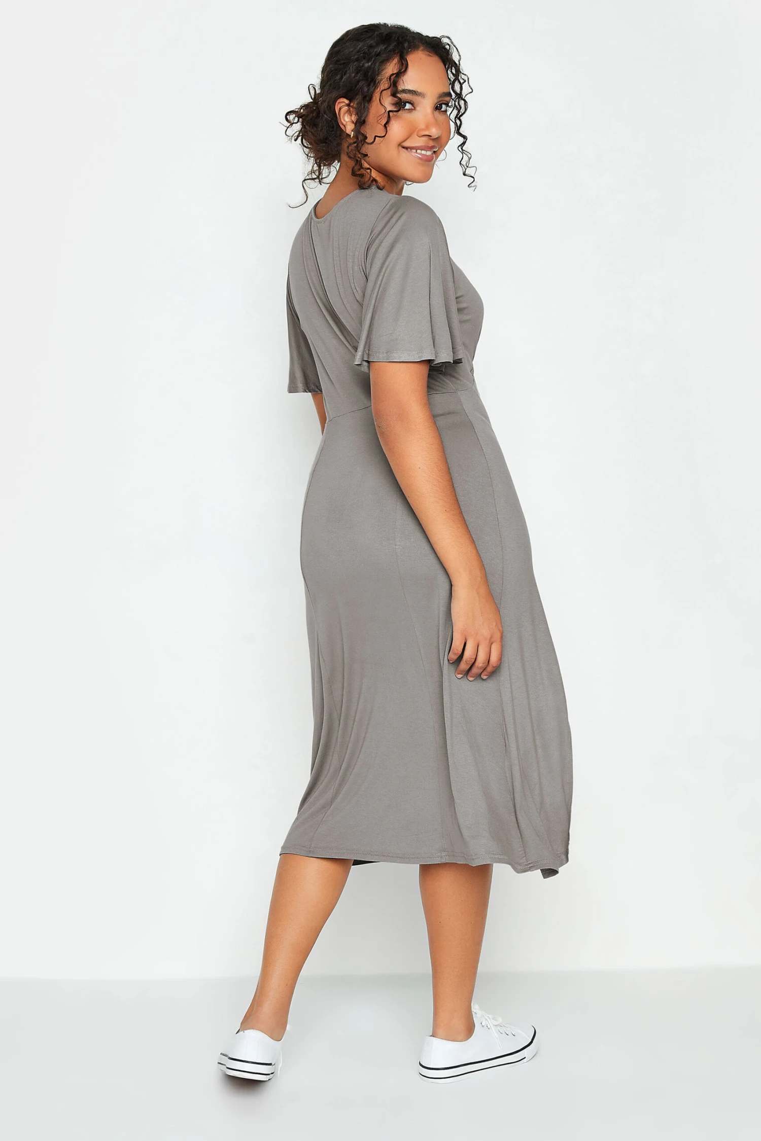 M&Co Grey Angel Sleeve Split Hem Midi Dress 3 M&Co Grey Angel Sleeve Split Hem Midi Dress - Image 3