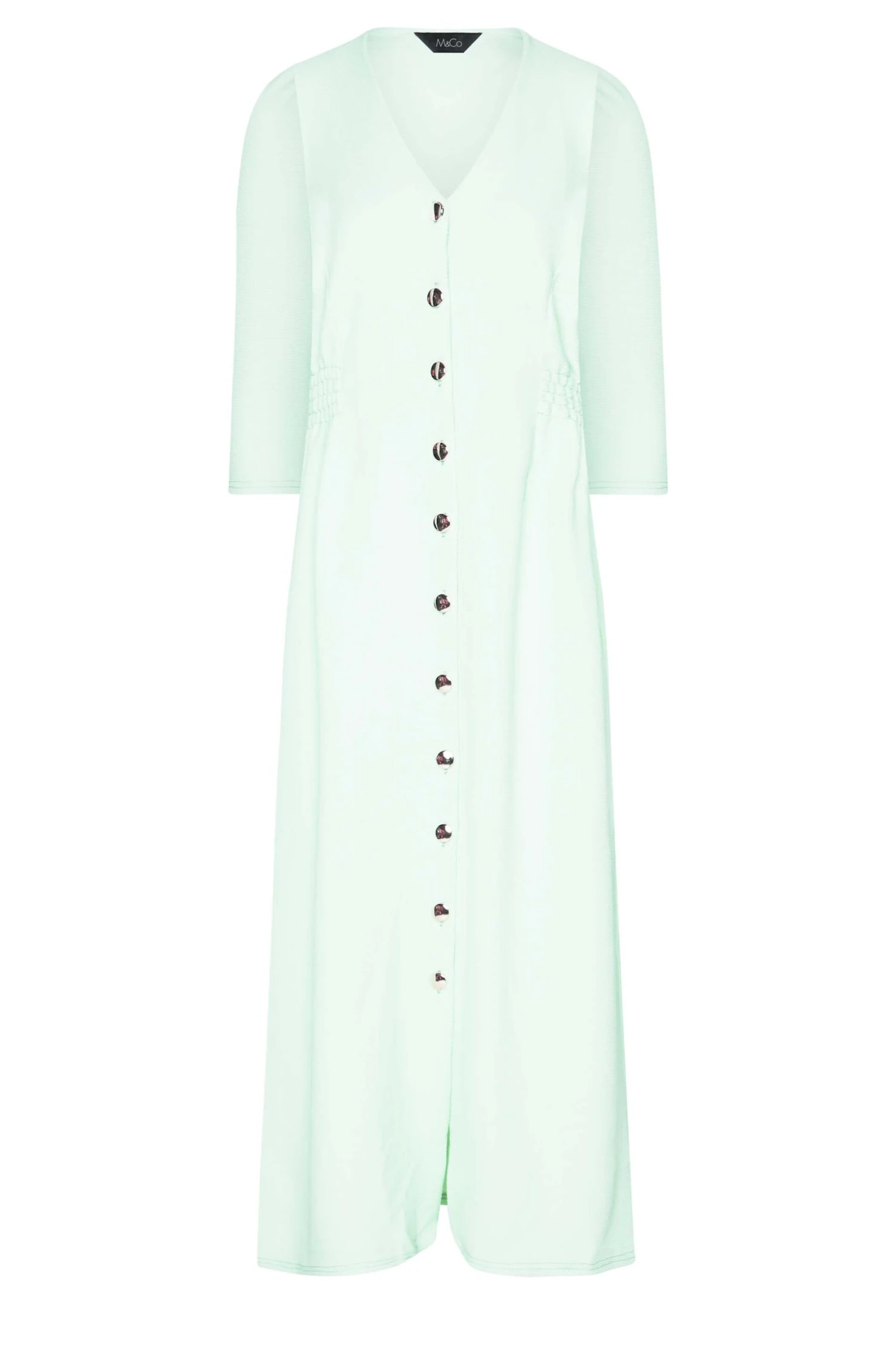 M&Co Green Textured Button Through Dress 6 M&Co Green Textured Button Through Dress - Image 6