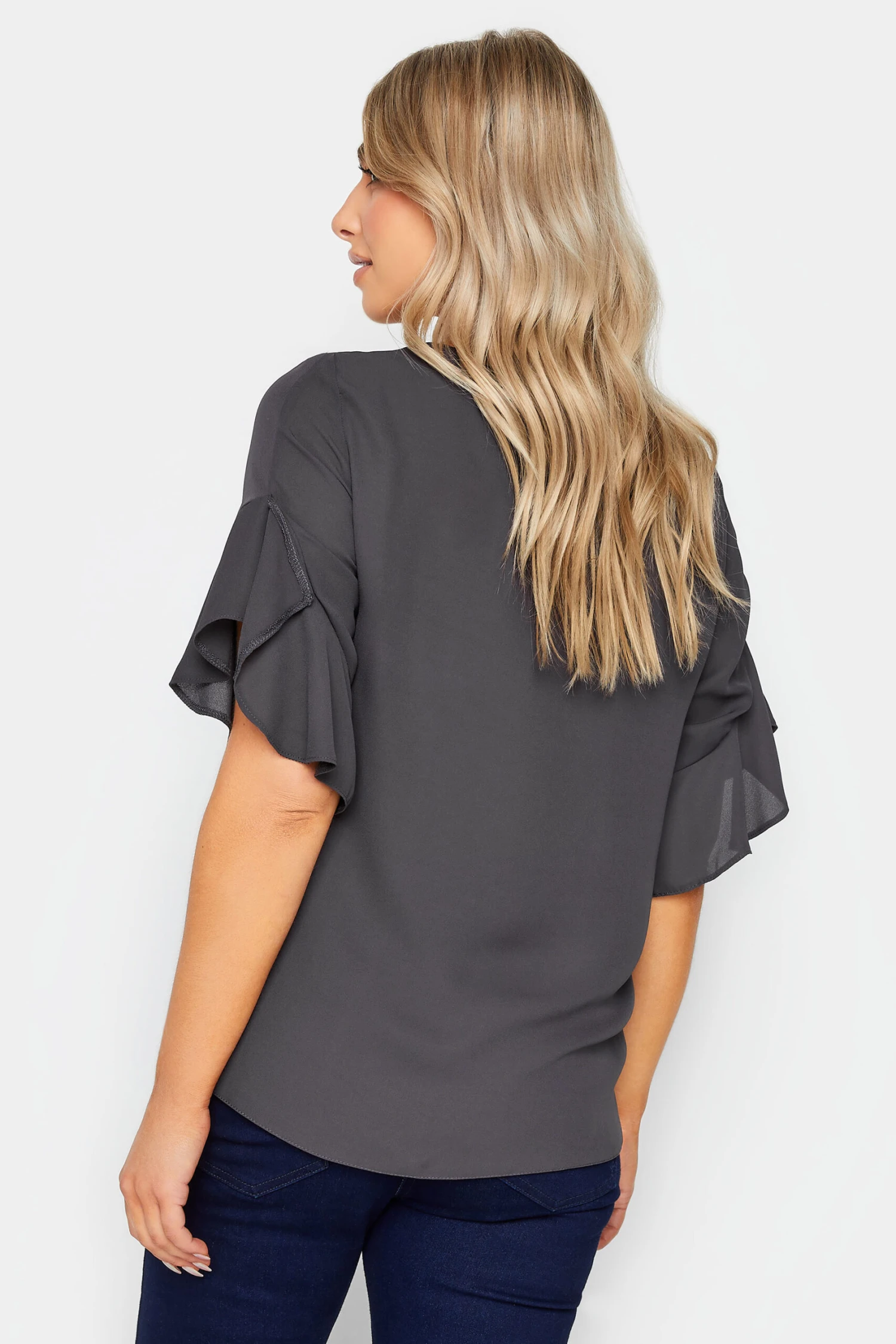 M&Co Slate Grey Frill Sleeve Blouse 3 M&Co Slate Grey Frill Sleeve Blouse - Image 3