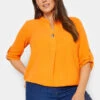 M&Co Orange Statement Button Tab Sleeve Shirt