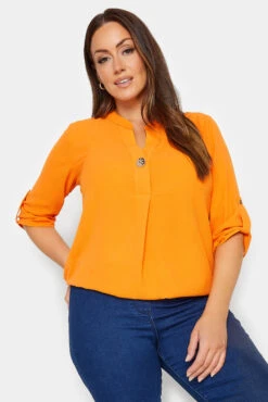 M&Co Orange Statement Button Tab Sleeve Shirt