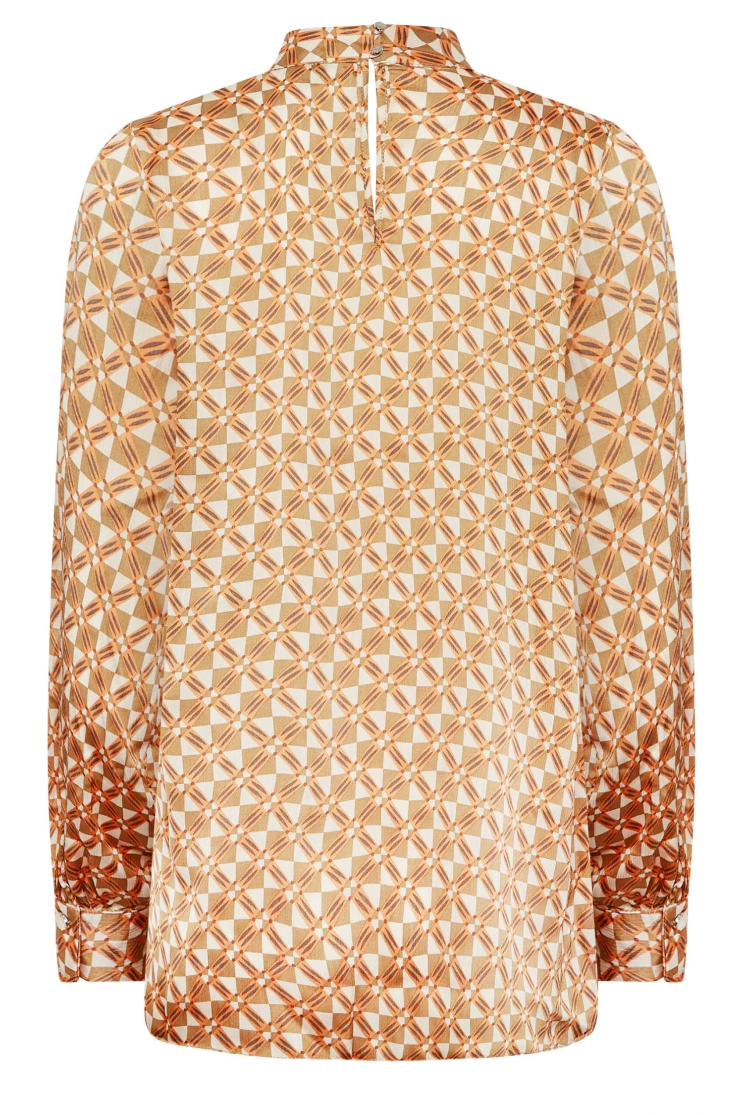 M&Co Orange Geometric Print High Neck Satin Blouse 7 M&Co Orange Geometric Print High Neck Satin Blouse - Image 7