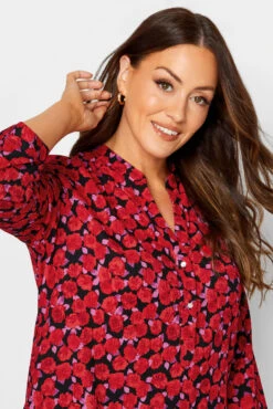 M&Co Red Rose Print Half Placket Shirt -M&Co Sales Store 7983f959 7a8d 49 550227 D scaled