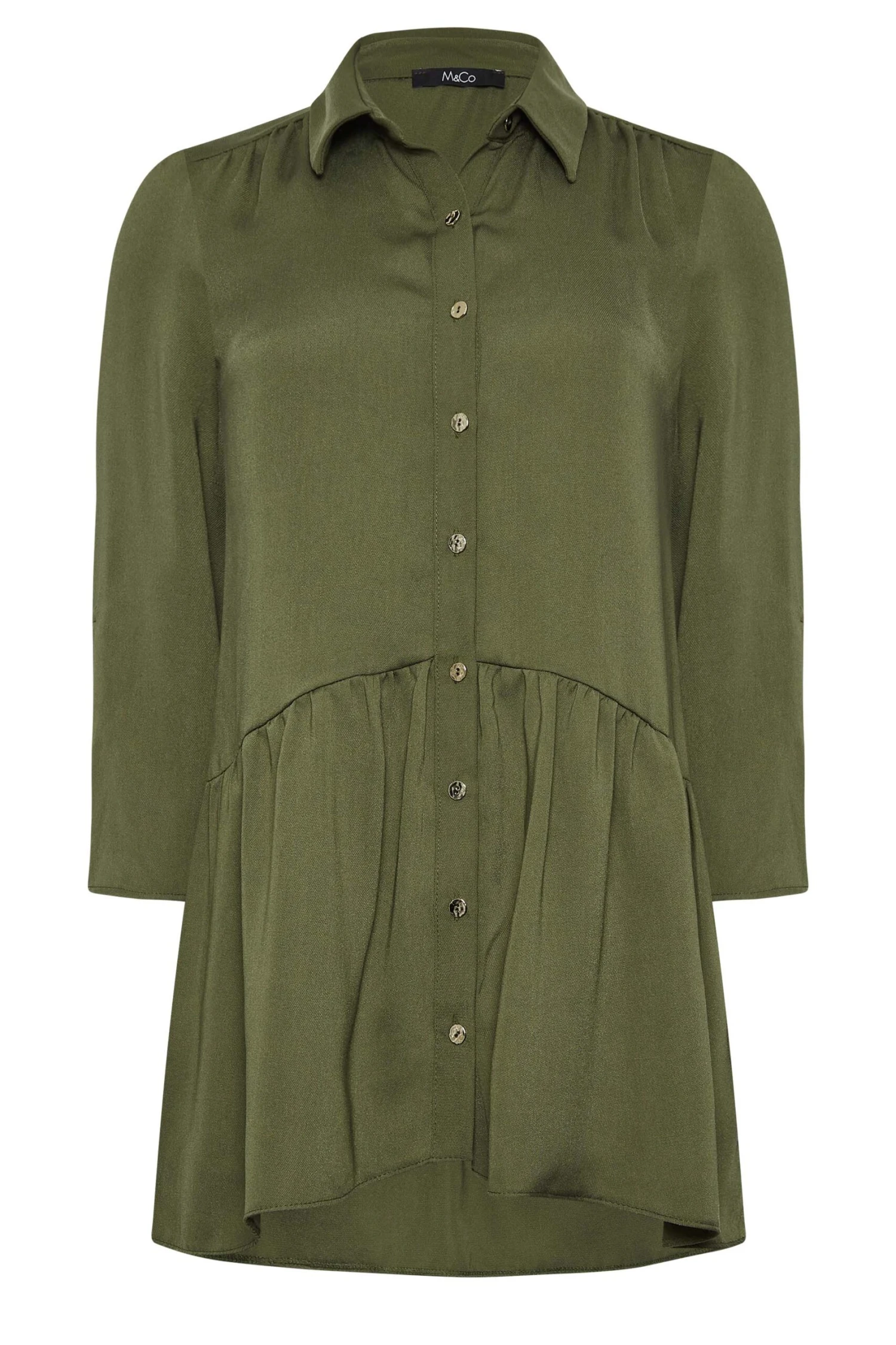 M&Co Khaki Green Frill Hem Shirt 6 M&Co Khaki Green Frill Hem Shirt - Image 6