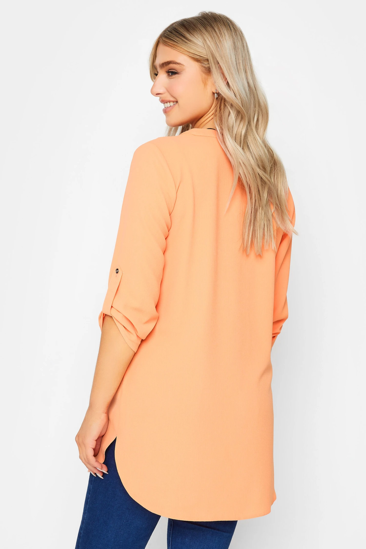 M&Co Orange Statement Button Tab Sleeve Shirt 3 M&Co Orange Statement Button Tab Sleeve Shirt - Image 3