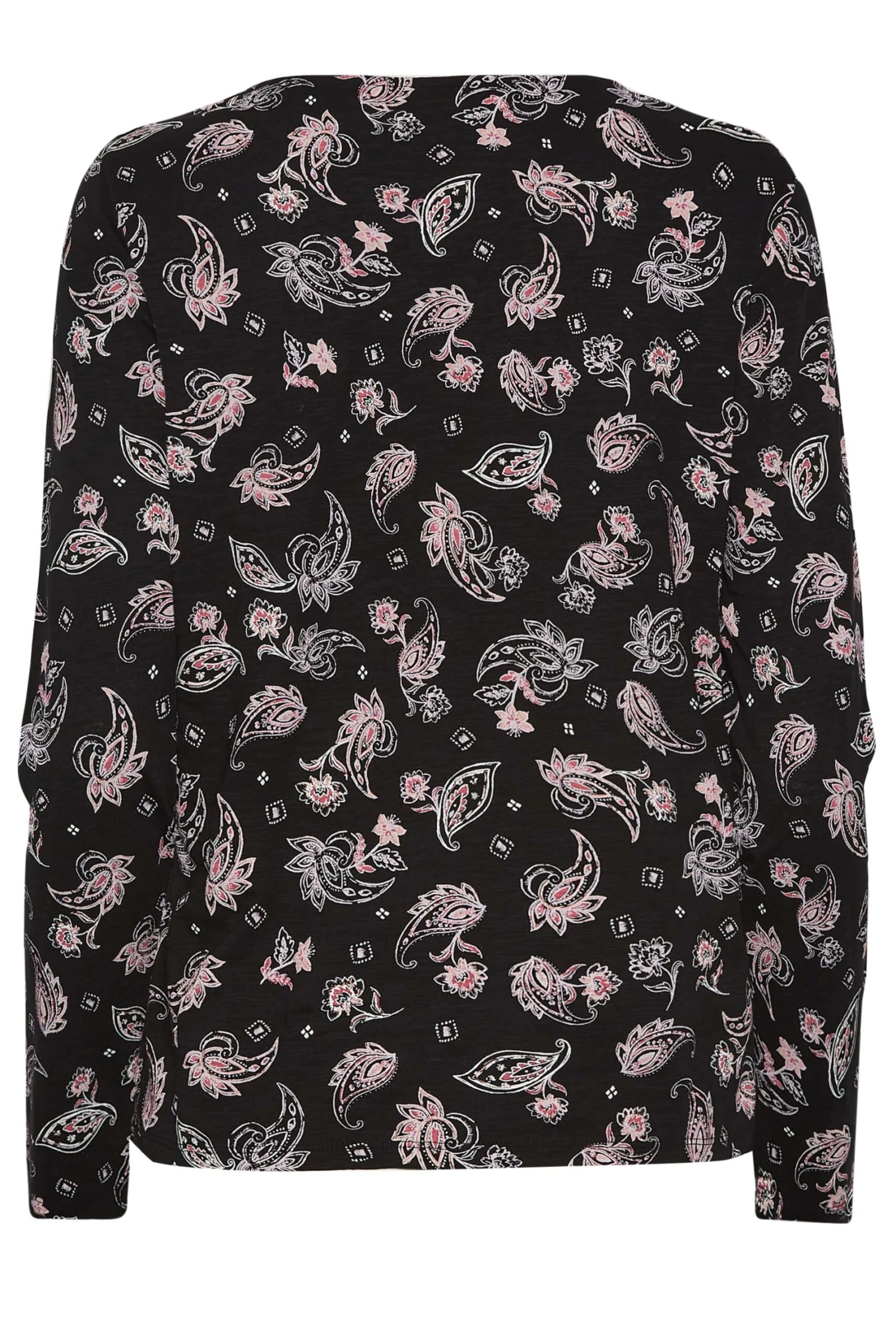 M&Co Black Paisley Print Notch Neck Cotton T-Shirt 7 M&Co Black Paisley Print Notch Neck Cotton T-Shirt - Image 7