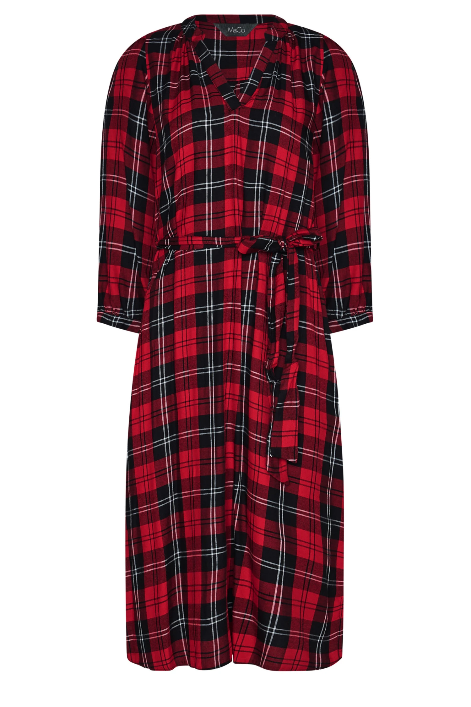 M&Co Red & Black Check Tie Waist Tunic Dress 6 M&Co Red & Black Check Tie Waist Tunic Dress - Image 6