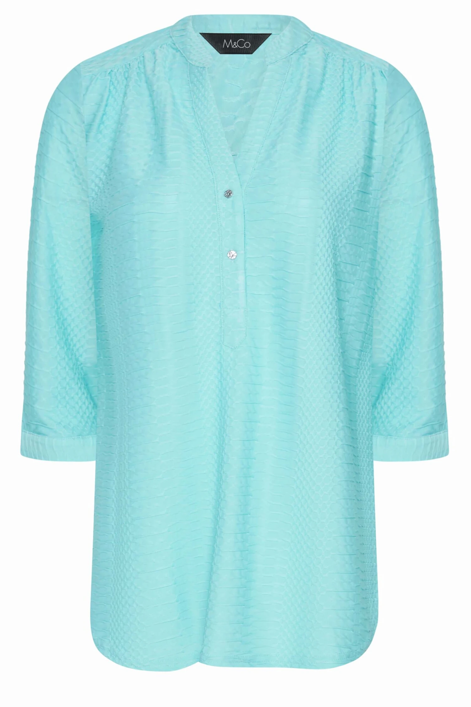 M&Co Blue Textured Placket Shirt 6 M&Co Blue Textured Placket Shirt - Image 6