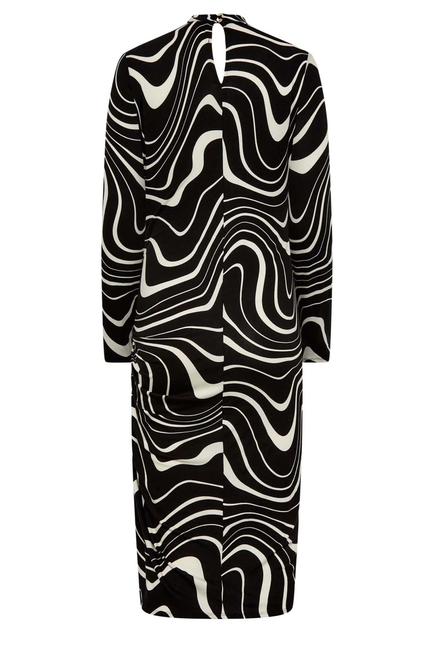 M&Co Black Swirl Ruched Side Midi Dress 7 M&Co Black Swirl Ruched Side Midi Dress - Image 7