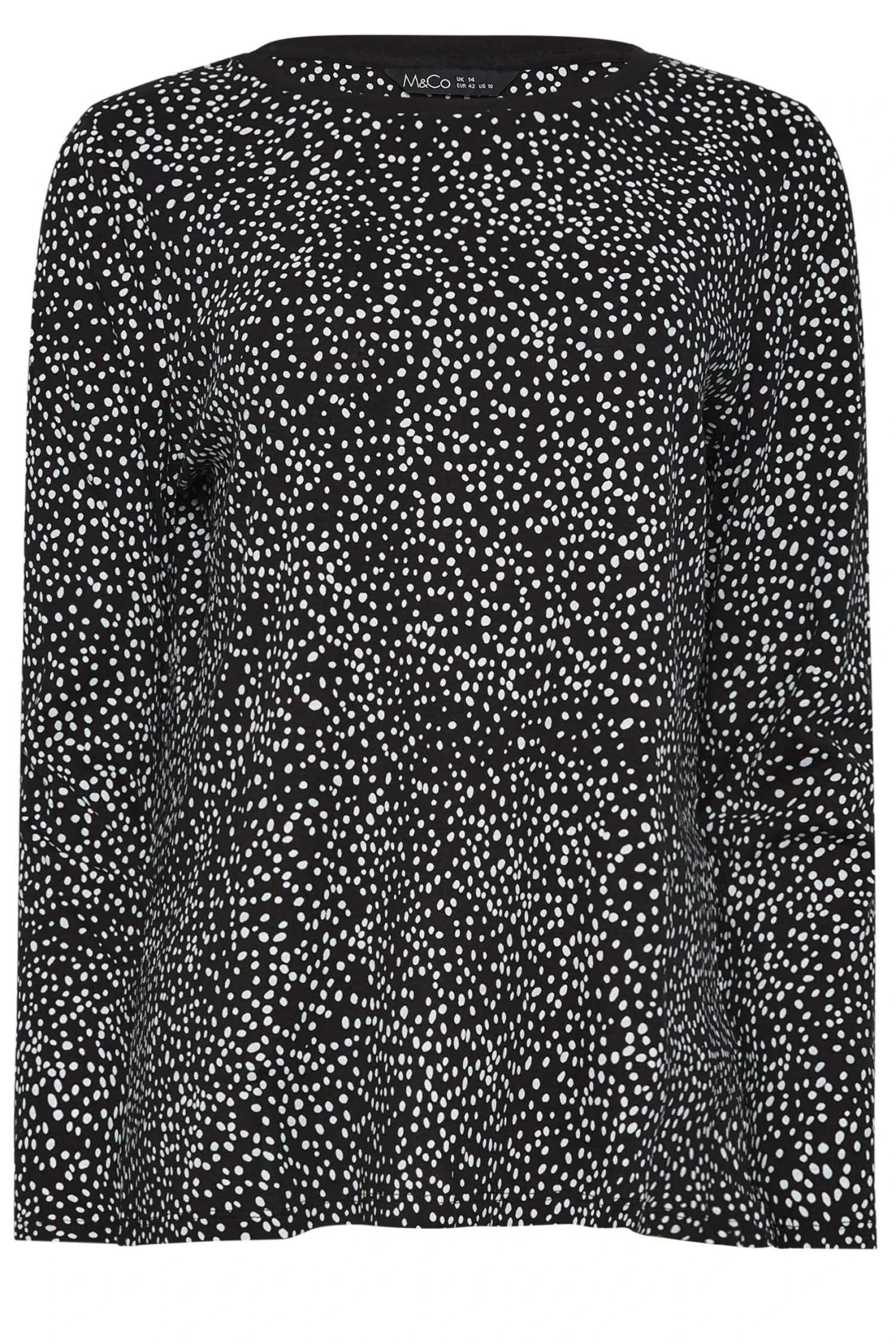 M&Co Black Spot Print Long Sleeve Cotton Top 6 M&Co Black Spot Print Long Sleeve Cotton Top - Image 6