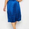 M&Co Cobalt Blue Pleated Midi Skirt