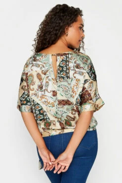 M&Co Green Paisley Print Short Sleeve Blouse -M&Co Sales Store 8039e716 7927 4b 550586 C scaled