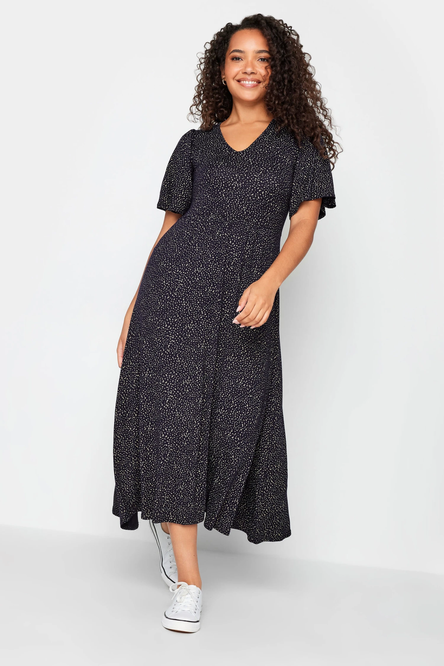 M&Co Navy Blue Polka Dot Maxi Dress 1 M&Co Navy Blue Polka Dot Maxi Dress