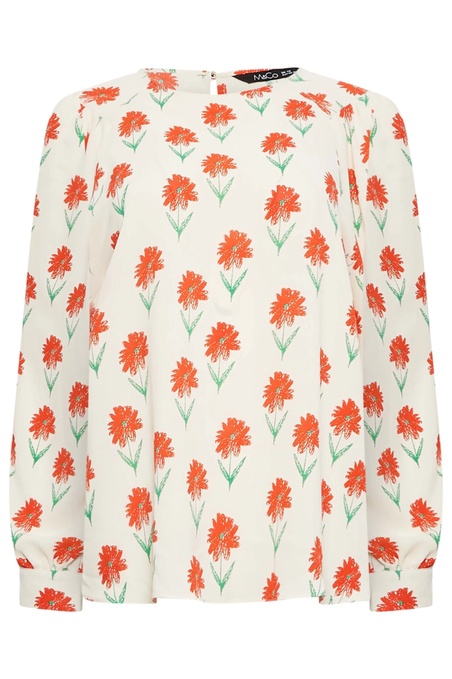 M&Co Ivory White Floral Print Long Sleeve Blouse 6 M&Co Ivory White Floral Print Long Sleeve Blouse - Image 6