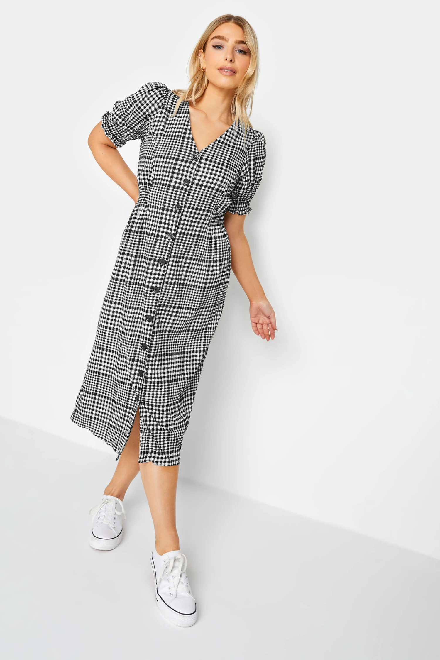 M&Co Black Gingham Print Midi Dress 1 M&Co Black Gingham Print Midi Dress
