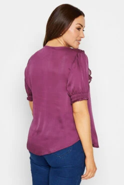 M&Co Purple Frill Front Satin Blouse -M&Co Sales Store 83140b45 1a96 40 550530 C scaled