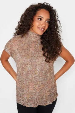 M&Co Brown Paisley Print Glitter Blouse