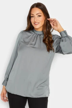 M&Co Grey Satin Blouse