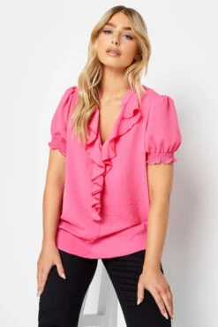 M&Co Pink Frill Front Blouse