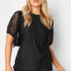 M&Co Black Lace Puff Sleeve Blouse