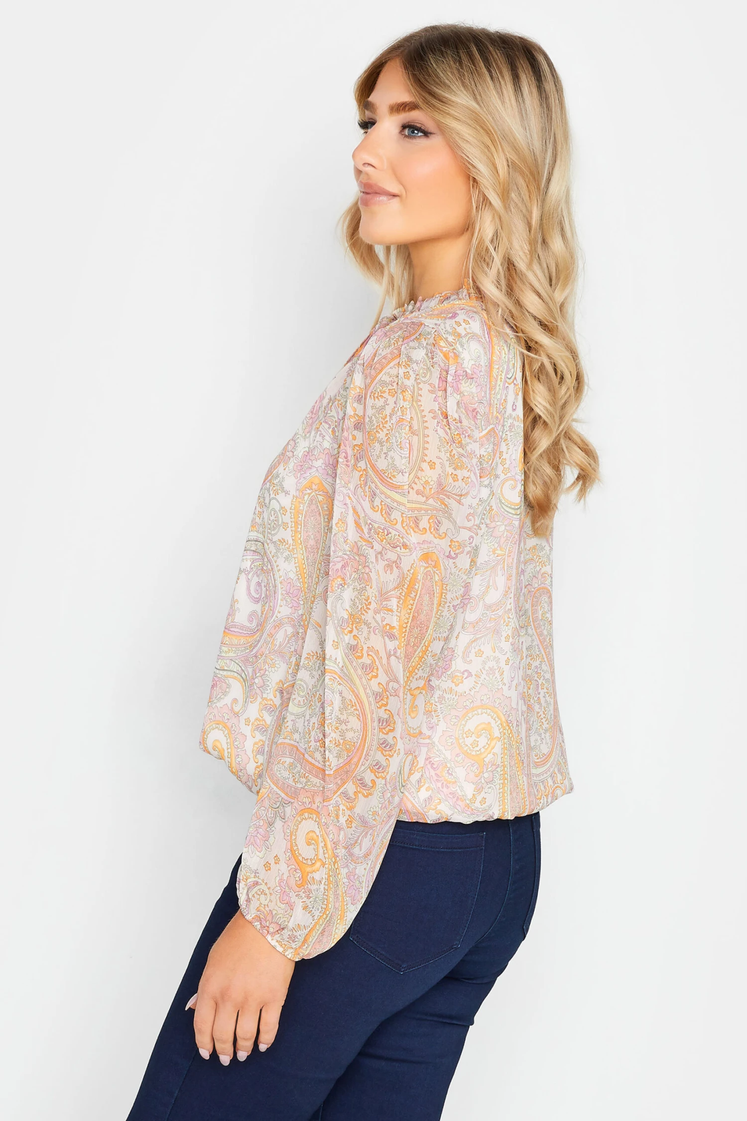 M&Co White Paisley Print High Neck Blouse 3 M&Co White Paisley Print High Neck Blouse - Image 3