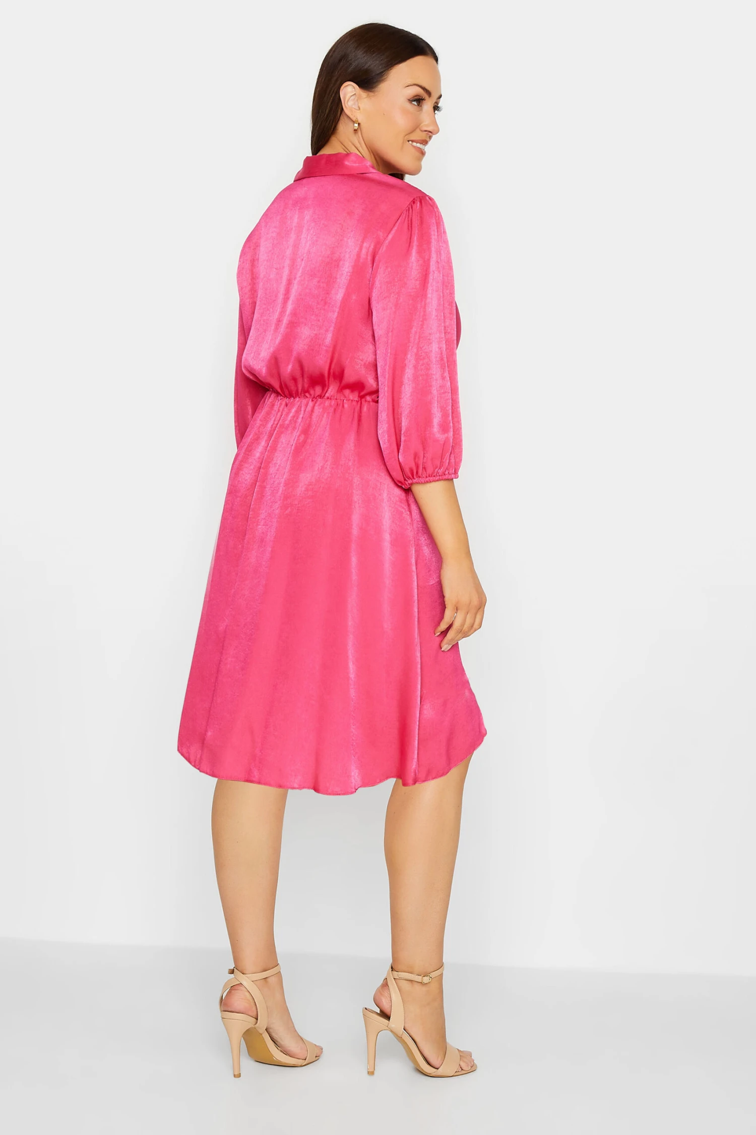M&Co Pink Satin Wrap Dress 4 M&Co Pink Satin Wrap Dress - Image 4