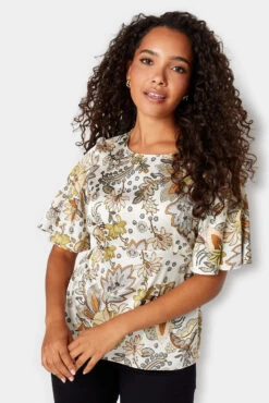 M&Co White Floral Tie Back Blouse