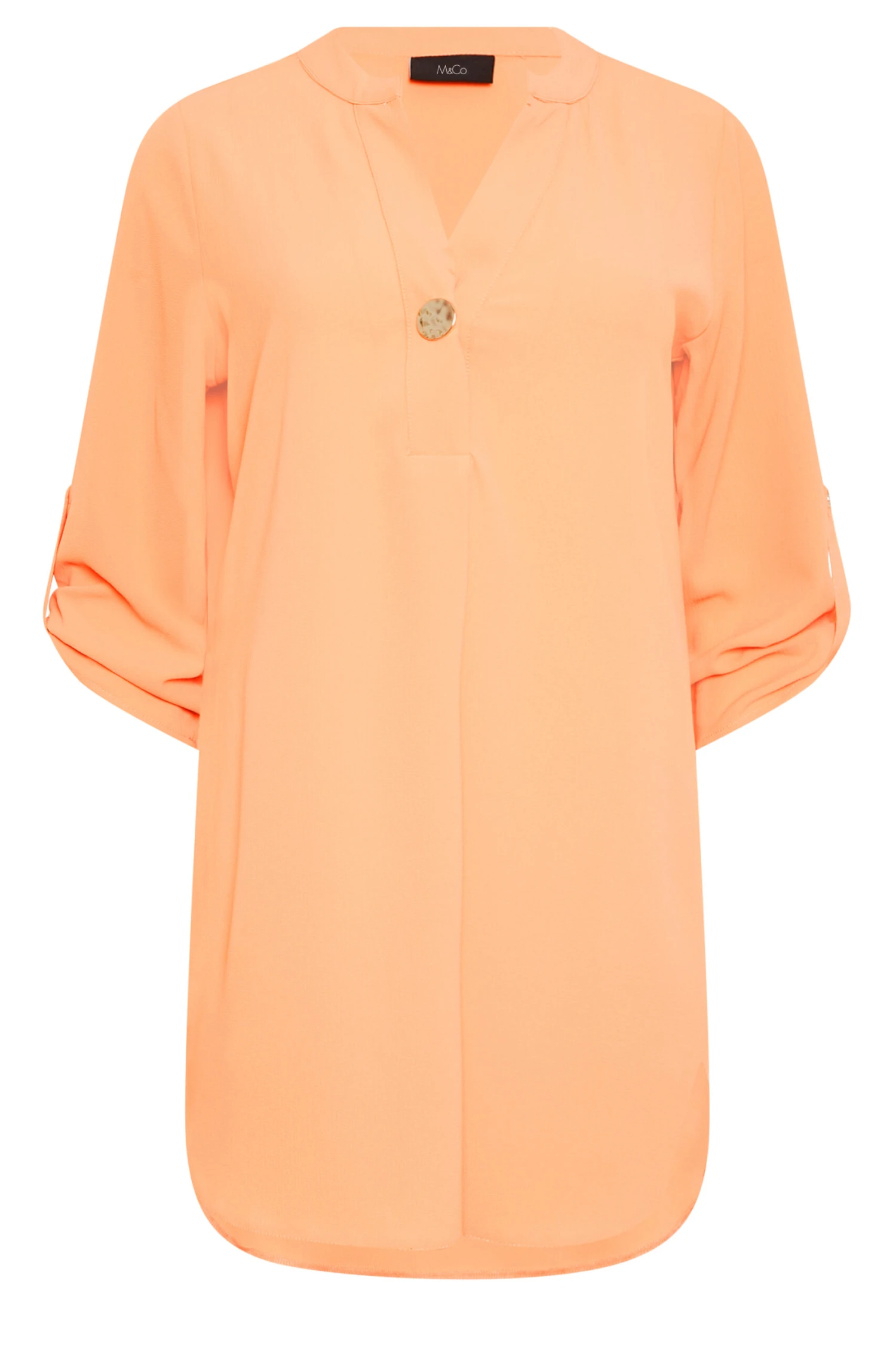 M&Co Orange Statement Button Tab Sleeve Shirt 6 M&Co Orange Statement Button Tab Sleeve Shirt - Image 6