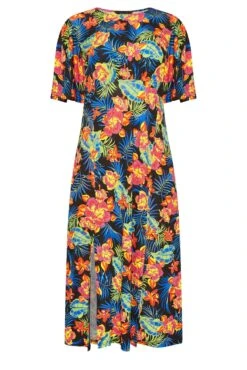 M&Co Black Floral Print Angel Sleeve Split Hem Midi Dress -M&Co Sales Store 8aac99d9 8d80 4b 550501 X scaled