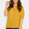 M&Co Yellow Short Sleeve Blouse